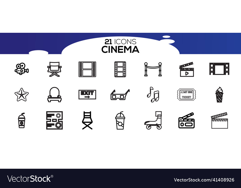 Simple set of cinema related line icons