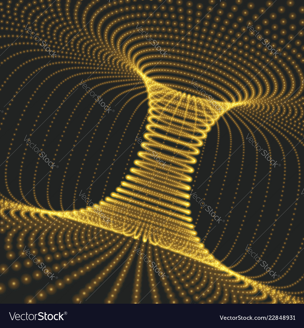 Abstract tunnel grid with dots technology style vector image Abstract tunnel grid with dots technology style