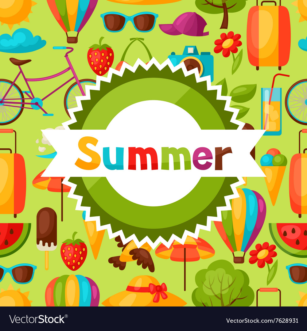 Background with stylized summer objects design