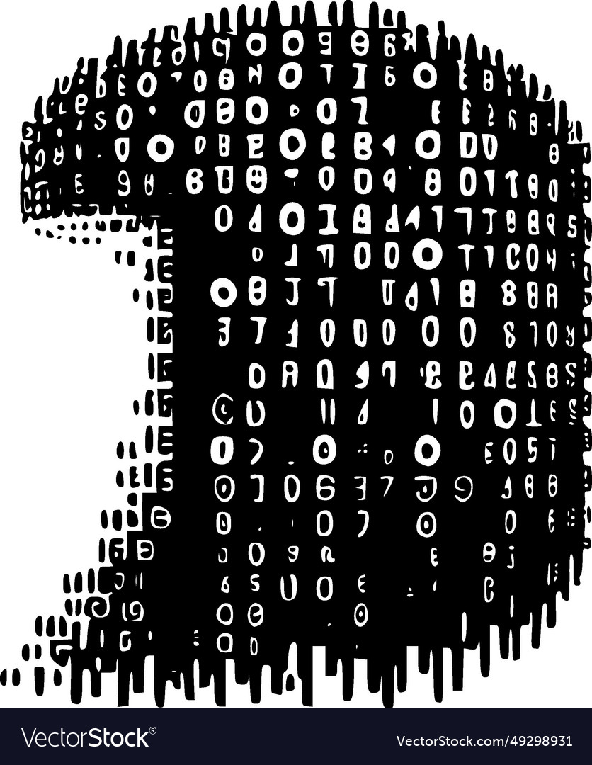 Binary code - black and white isolated icon