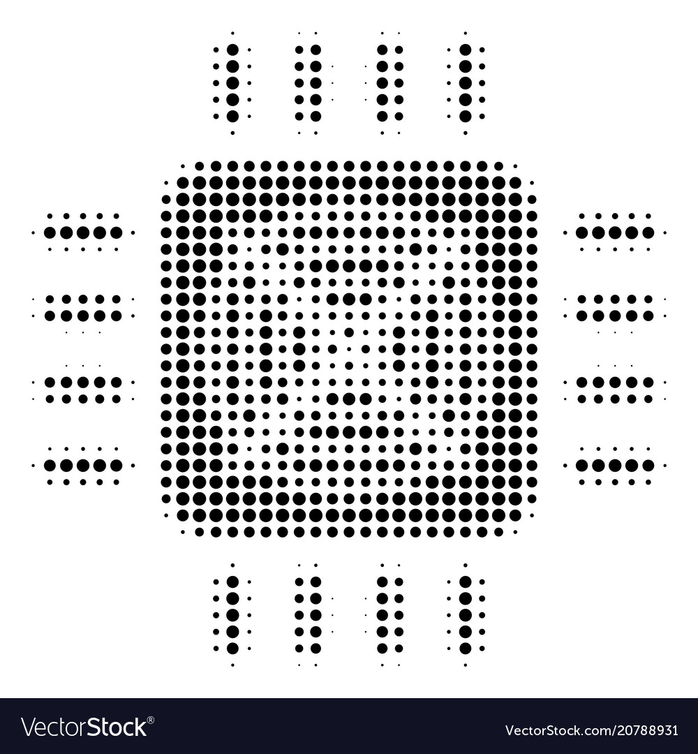 Black dot asic processor icon vector image Black dot asic processor icon