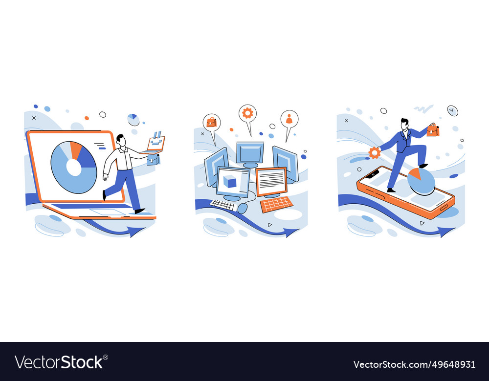 Business automation automated analysis is compass vector image Business automation automated analysis is compass