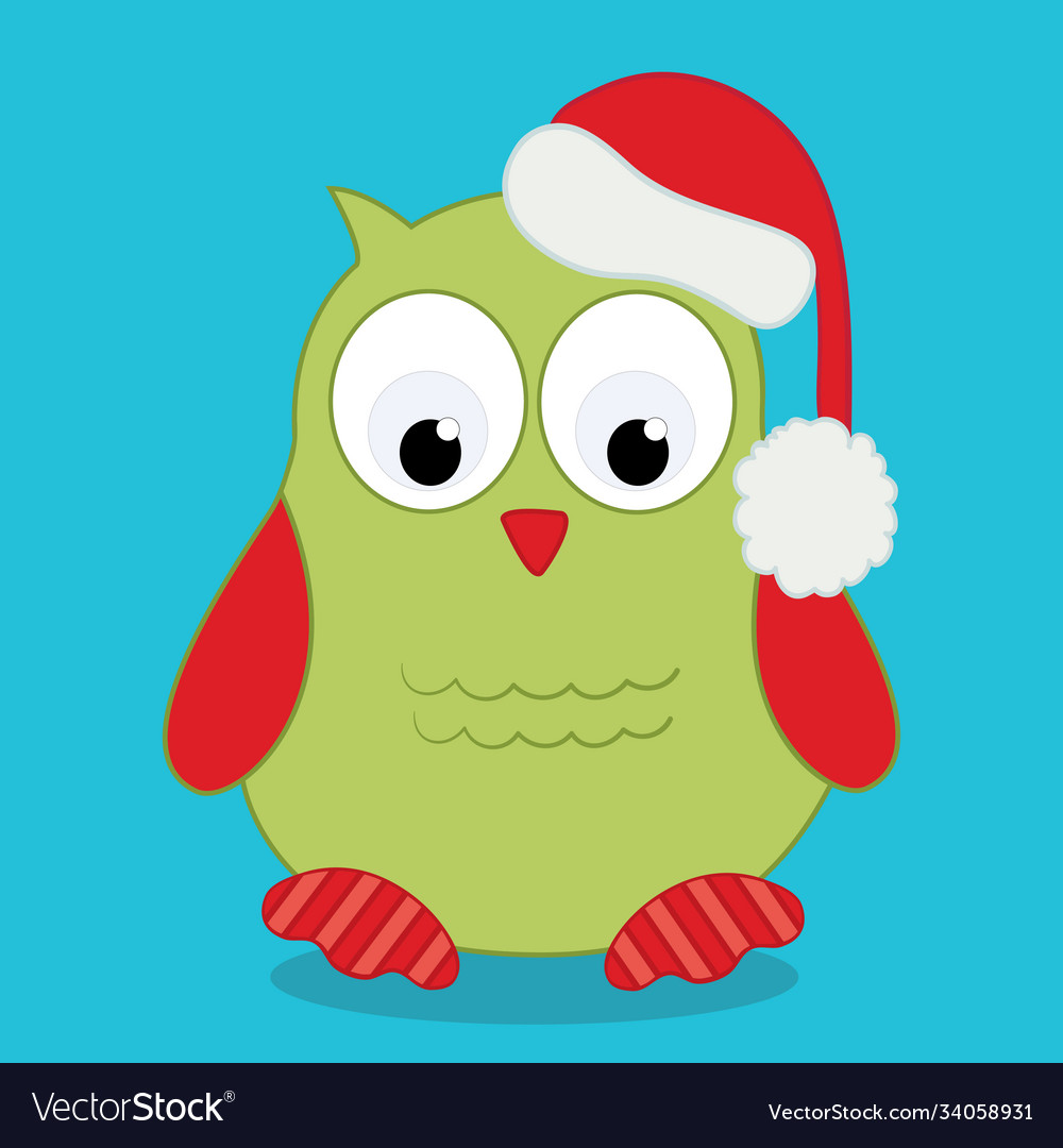 Christmas owl santa hat 14 Royalty Free Vector Image