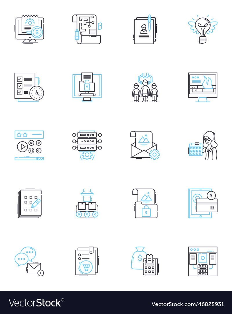 Content engine linear icons set optimization Vector Image Content engine linear icons set optimization