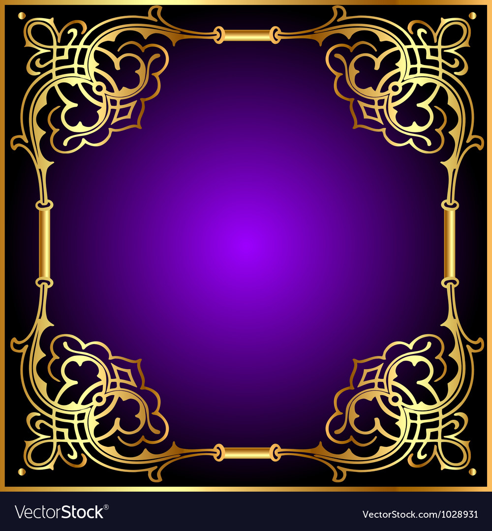 Frame with vegetable and golden pattern Royalty Free Vector