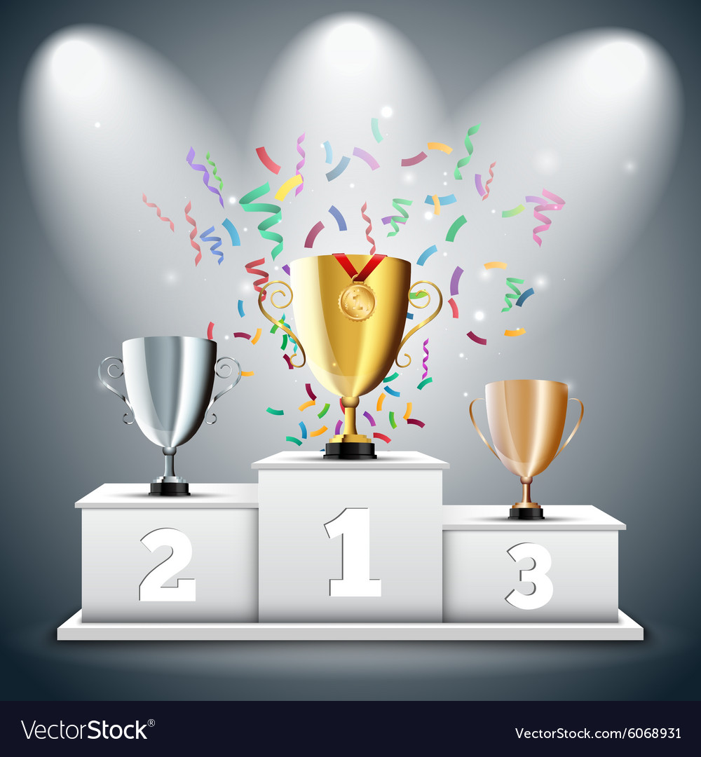 Gold silver and bronze trophy cup Royalty Free Vector Image