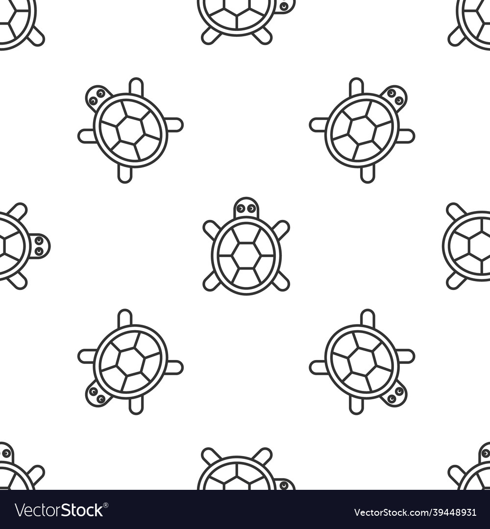 Grey line turtle icon isolated seamless pattern Vector Image Grey line turtle icon isolated seamless pattern