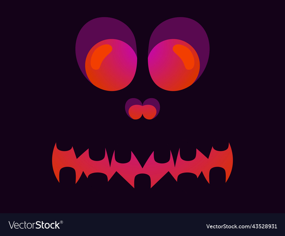 Halloween scary face with glowing eyes evil