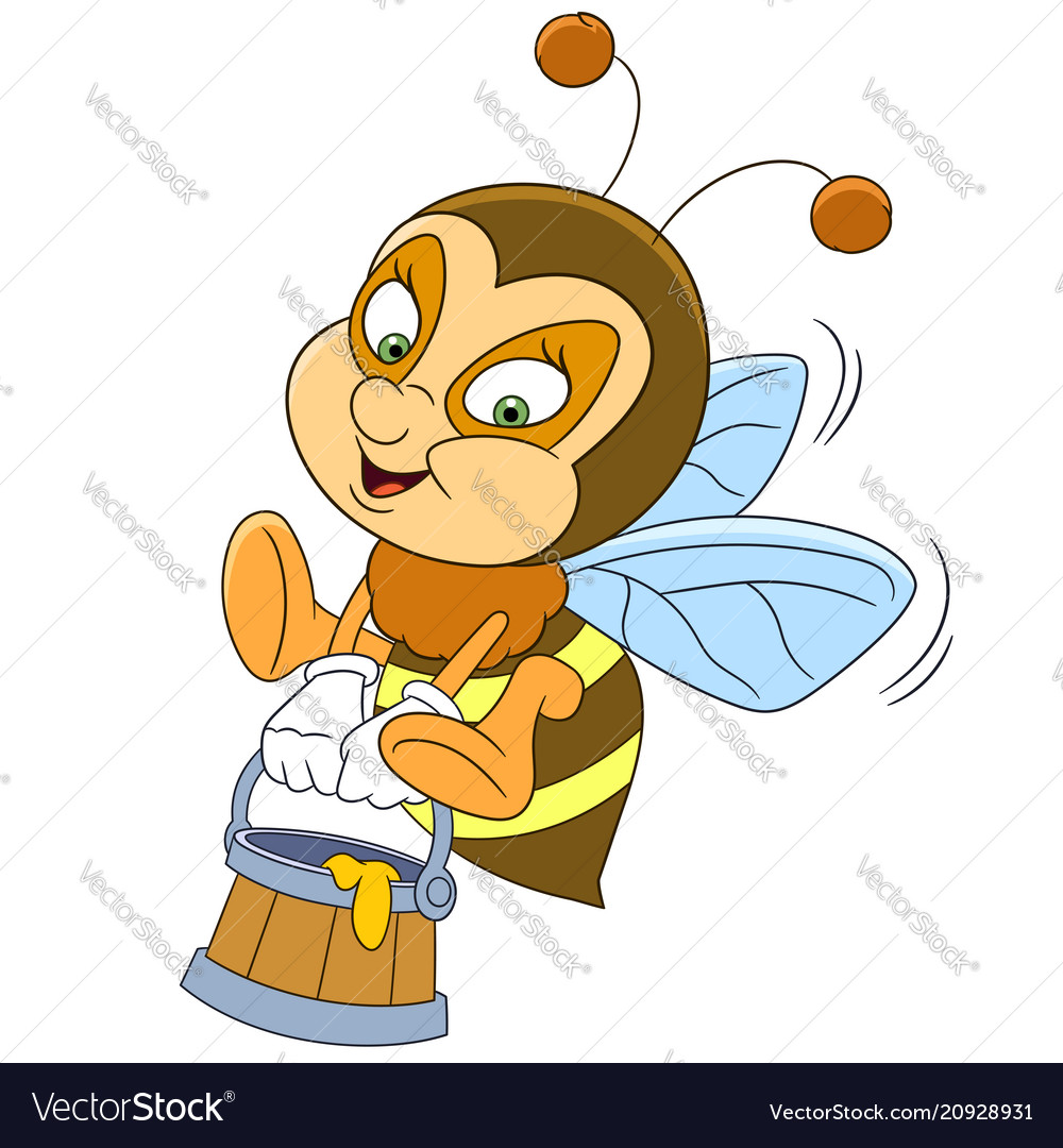 Happy bee with honey Royalty Free Vector Image