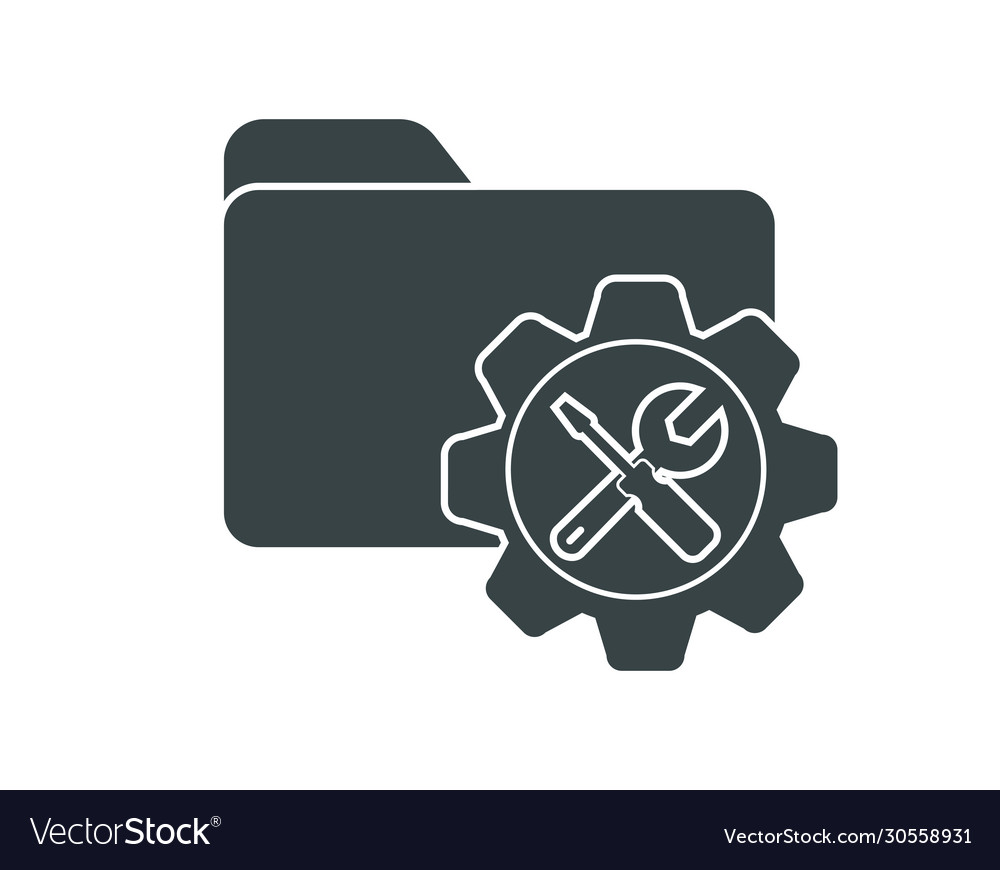 Icon a folder with gear parameter setting vector image Icon a folder with gear parameter setting