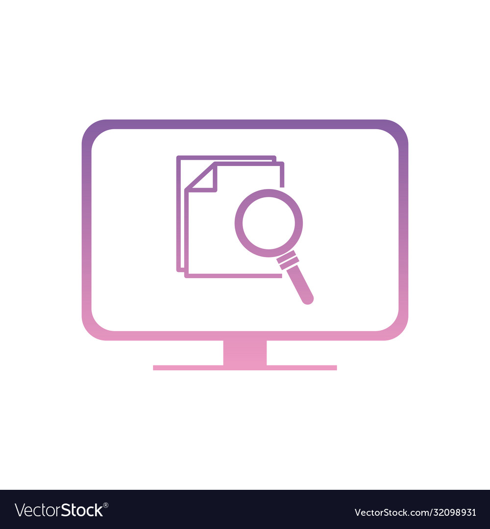 Lupe with documents on computer gradient style