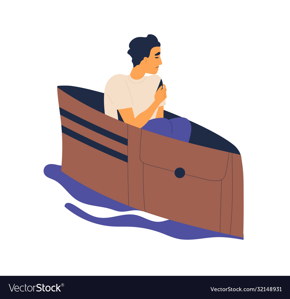 Man Floating in Empty Wallet