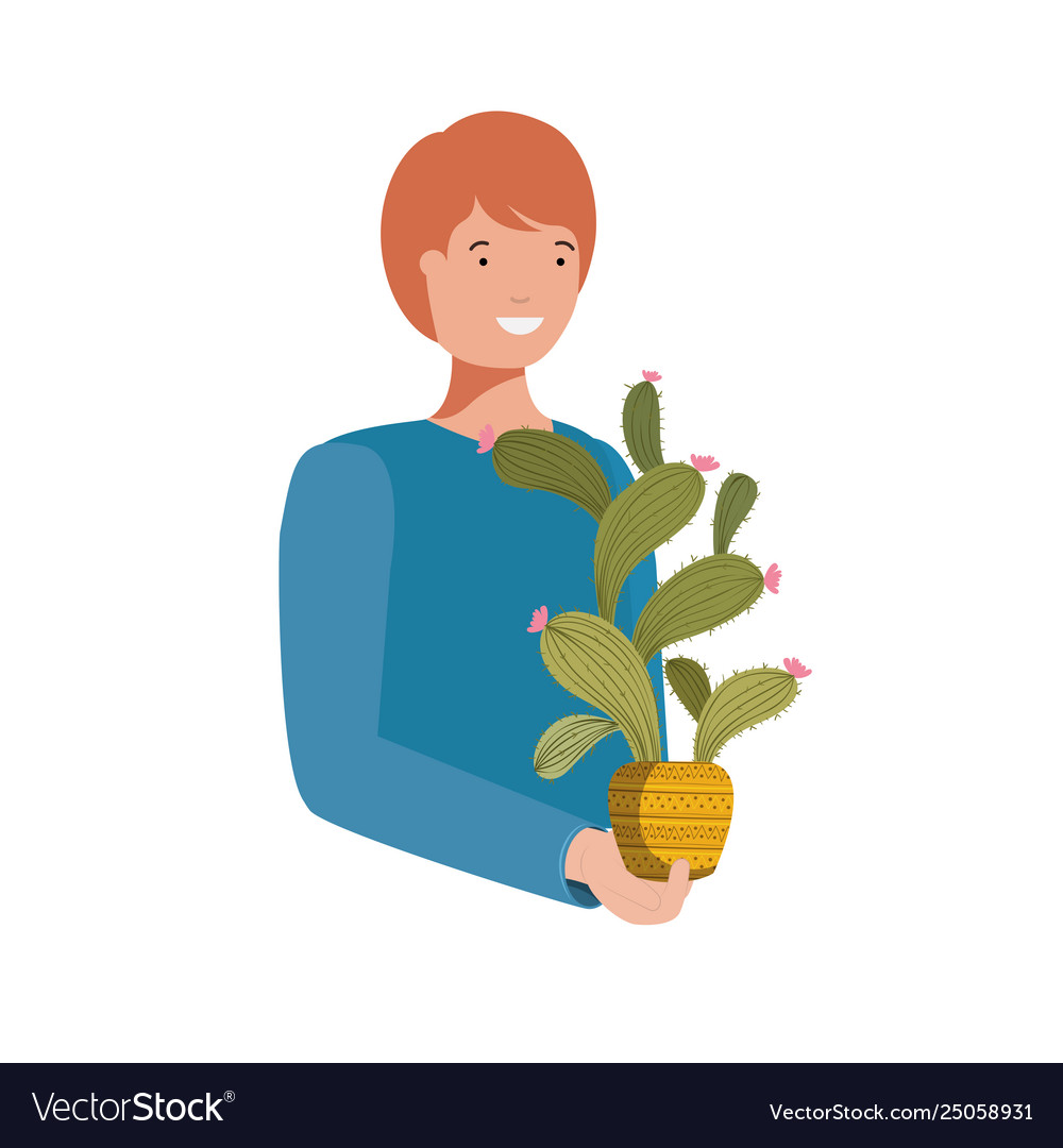 Man with cactus avatar character