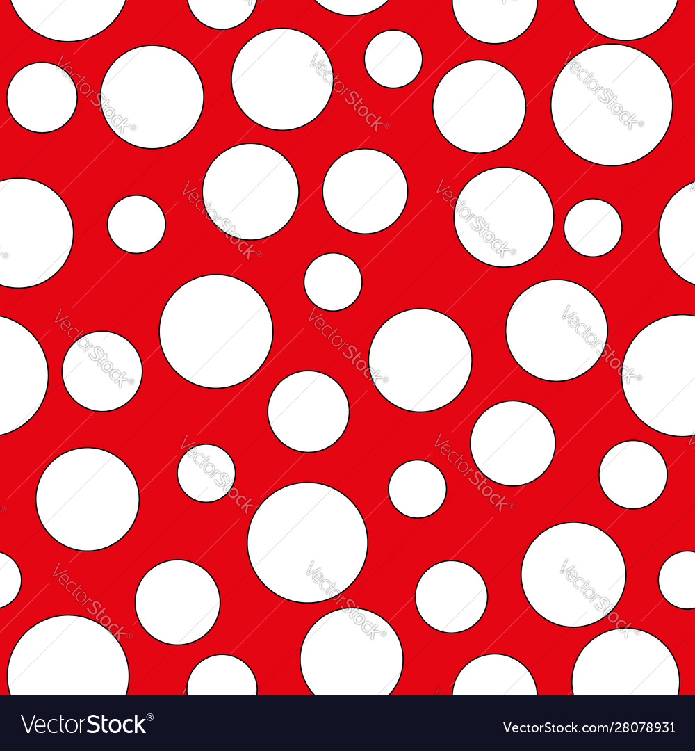 Red and white dots seamless repeat pattern print vector image Red and white dots seamless repeat pattern print