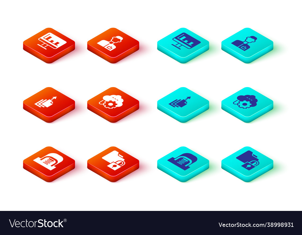 Set hangar with servers folder and lock data Vector Image Set hangar with servers folder and lock data
