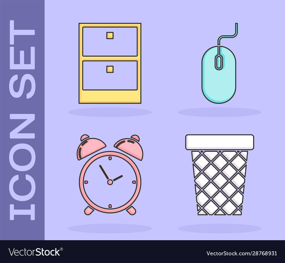 Set trash can archive papers drawer alarm clock
