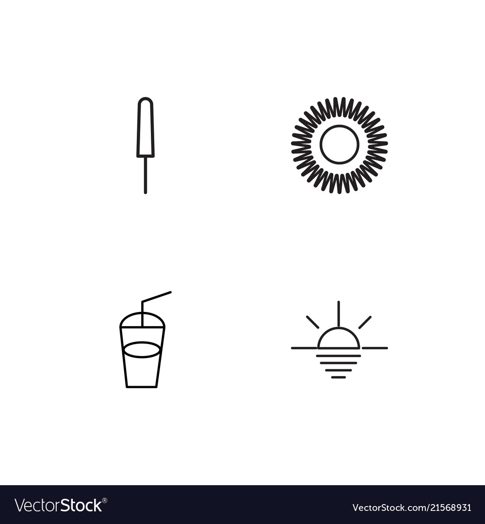 Summer linear icons set simple outline