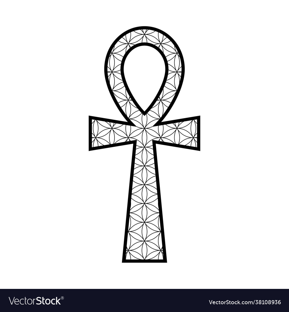 Shape Clipart: Black Ankh or Cross With Tear-shaped Loop 