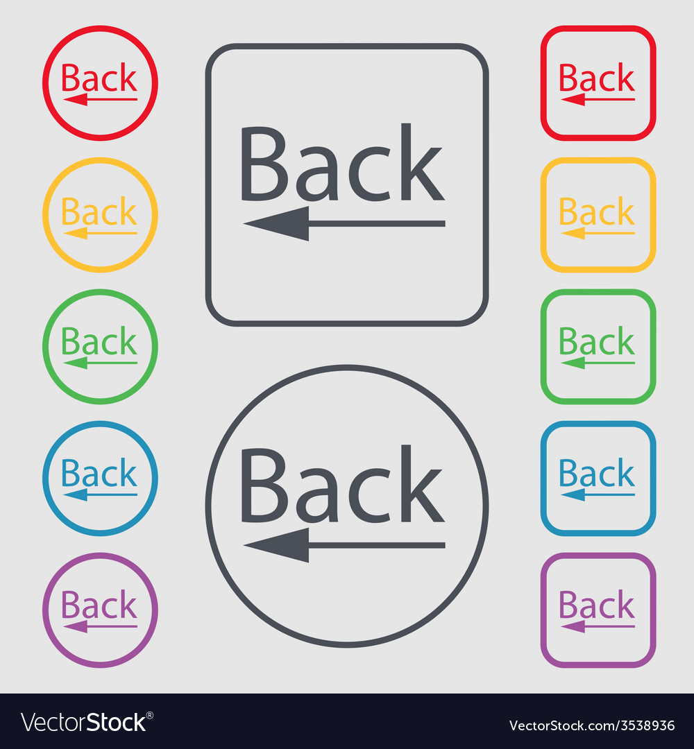 Arrow sign icon back button navigation symbol set