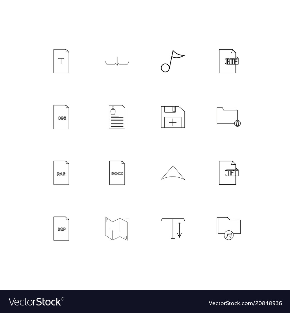 Files and folders sign linear thin icons set