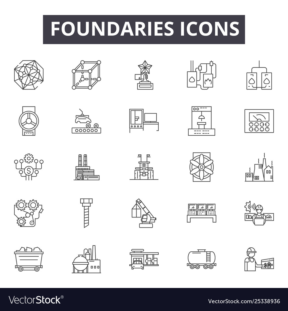 Foundaries line icons signs set linear