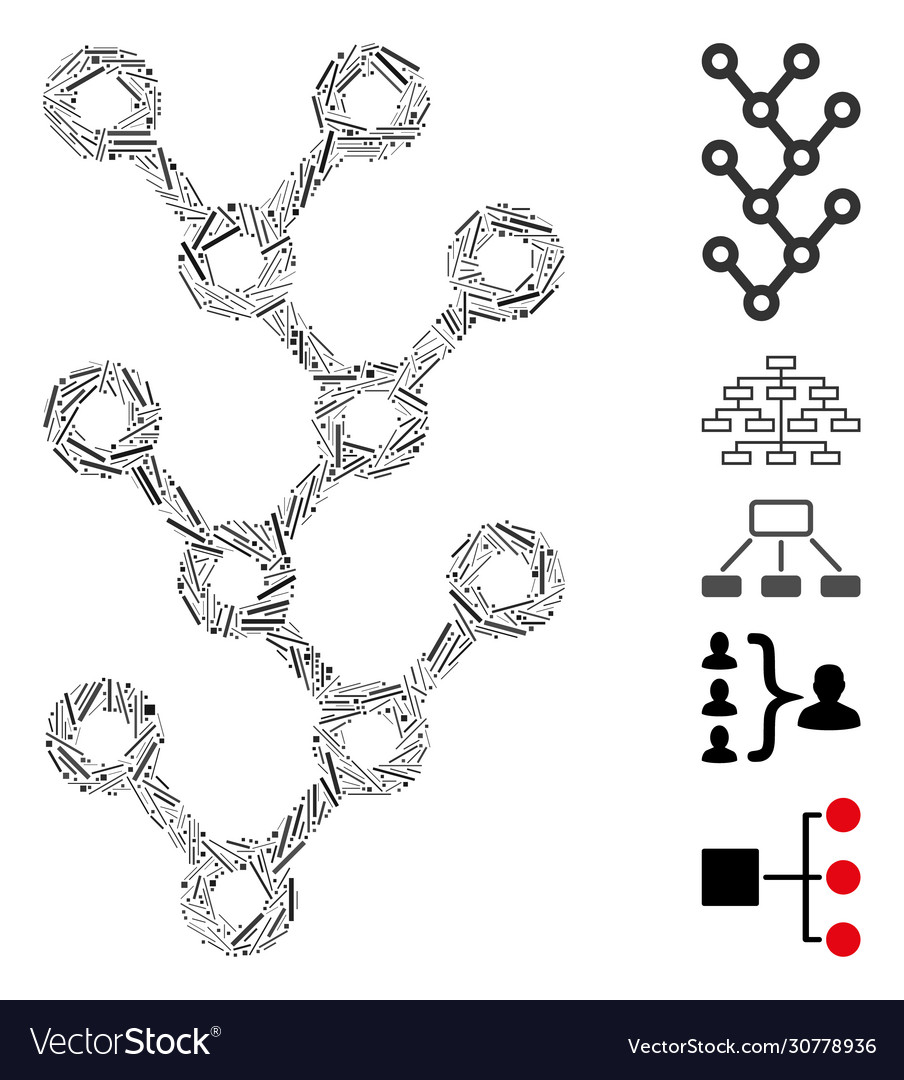 Hatch binary tree icon mosaic vector image Hatch binary tree icon mosaic