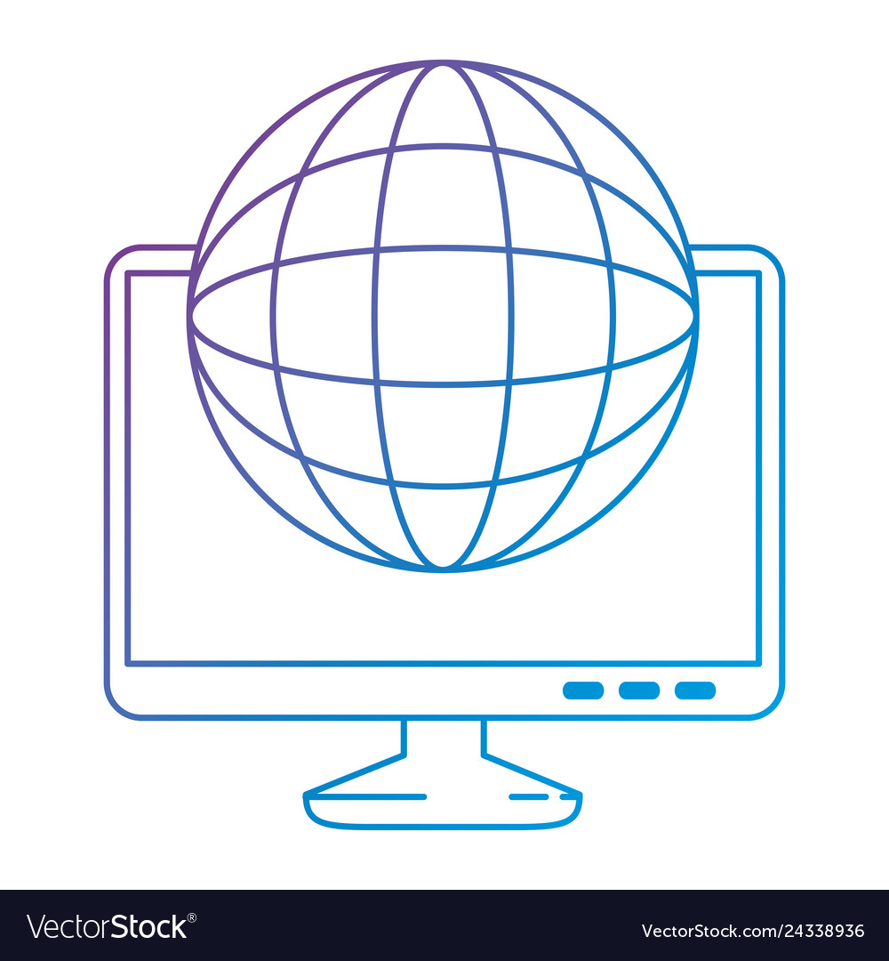 Monitor computer with planet