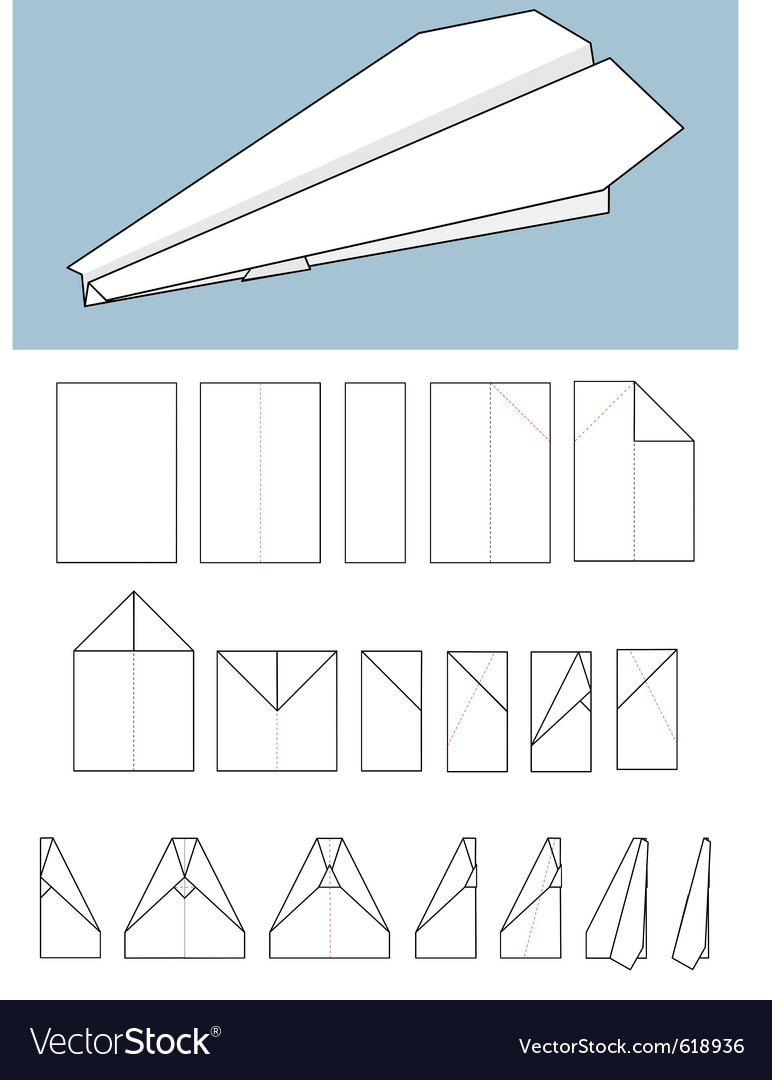 Instructions How To Make Origami Paper Airplane Stock Illustration -  Download Image Now - Paper Airplane, Instructions, Origami - iStock