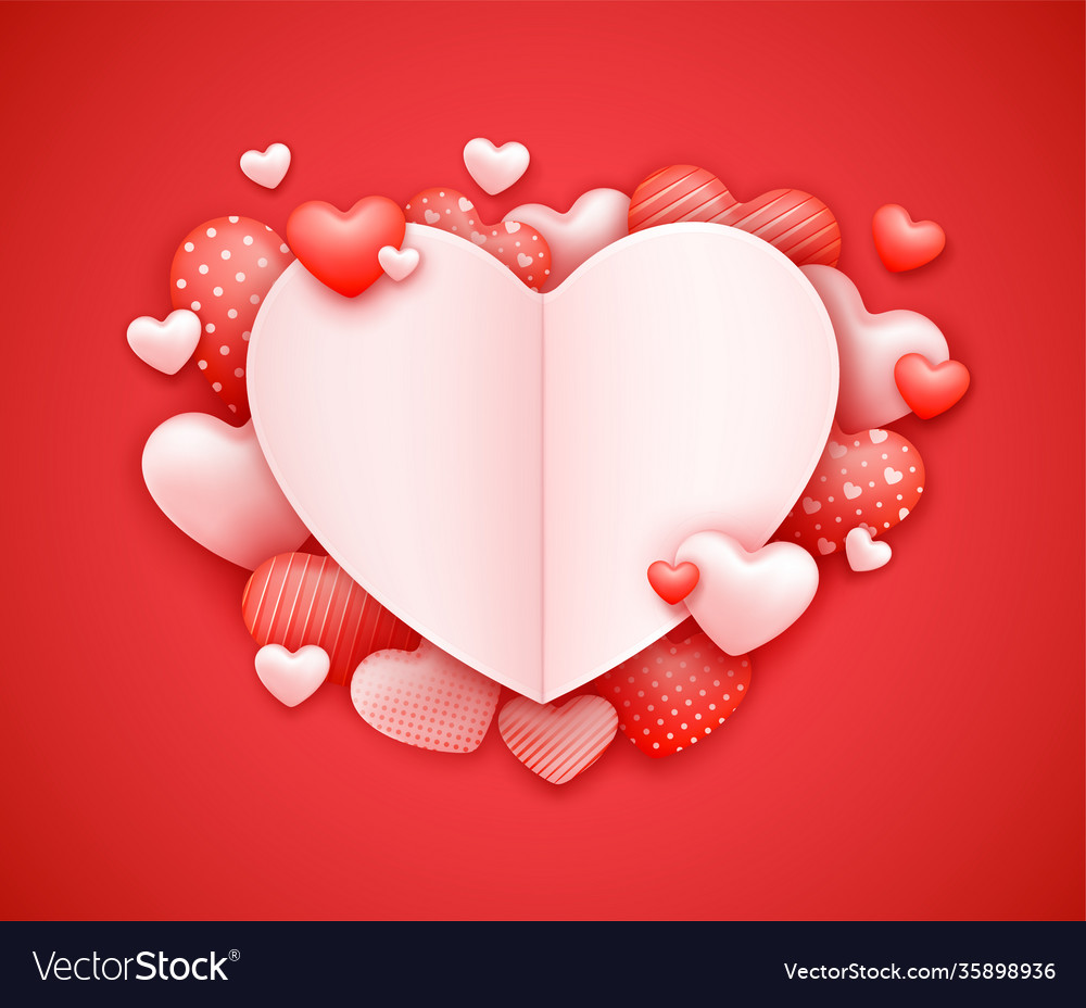 Realistic 3d colorful red and white romantic Vector Image