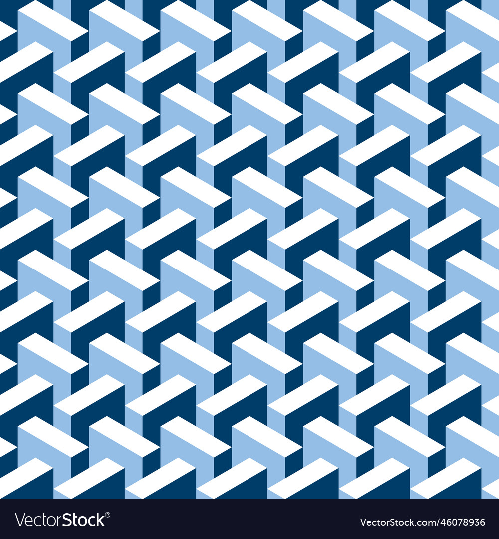 Seamless abstract 3d construction block pattern vector image Seamless abstract 3d construction block pattern