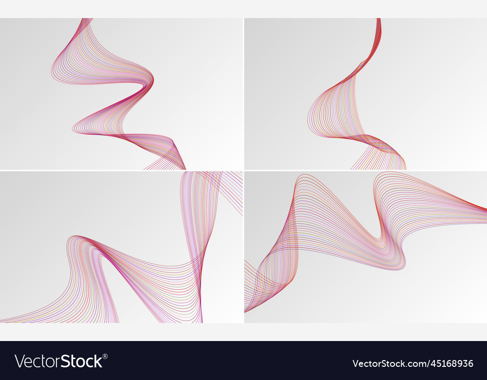 Set of 4 geometric wave pattern backgrounds Vector Image Set of 4 geometric wave pattern backgrounds
