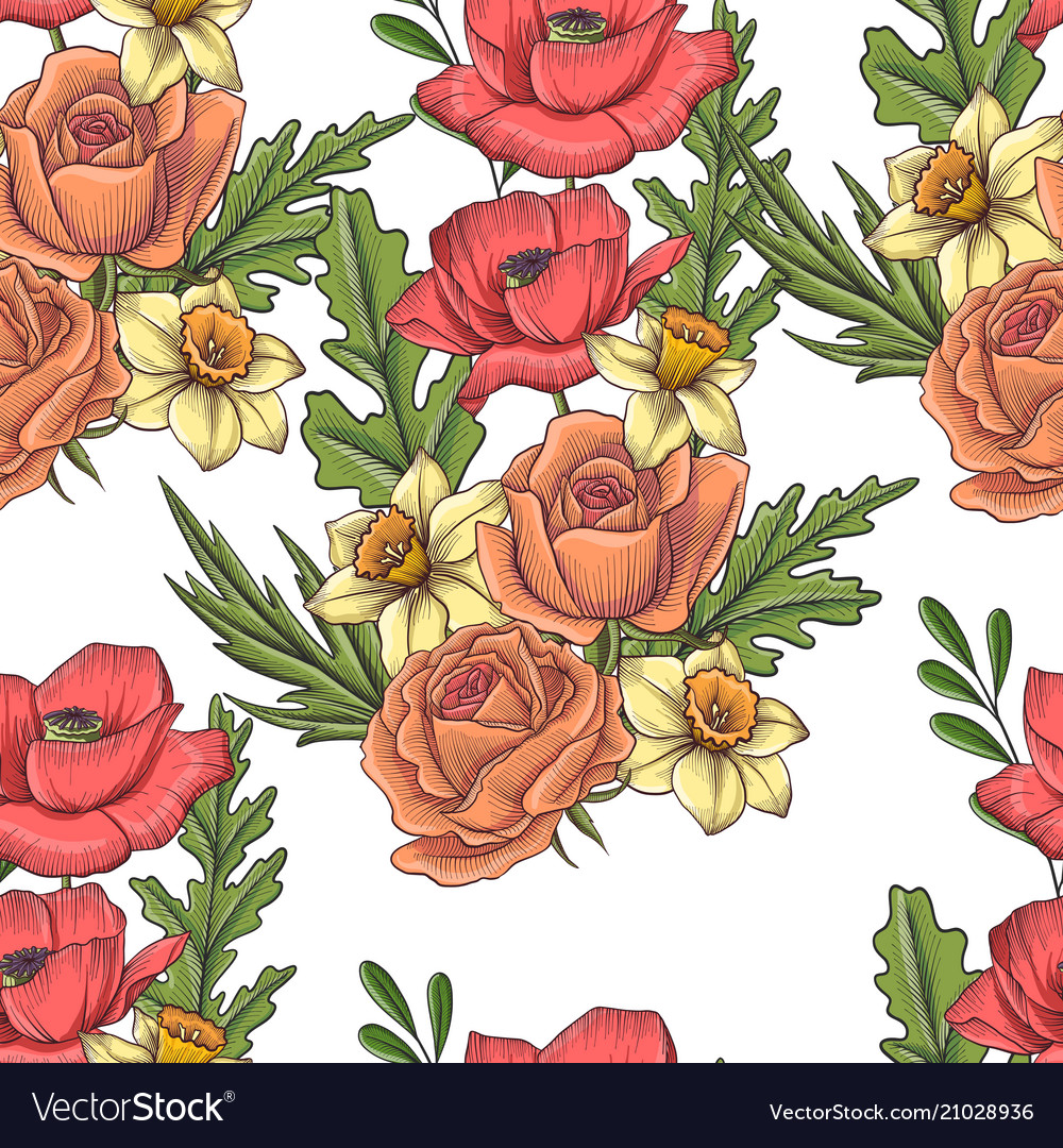 Vintage floral seamless pattern vector image Vintage floral seamless pattern