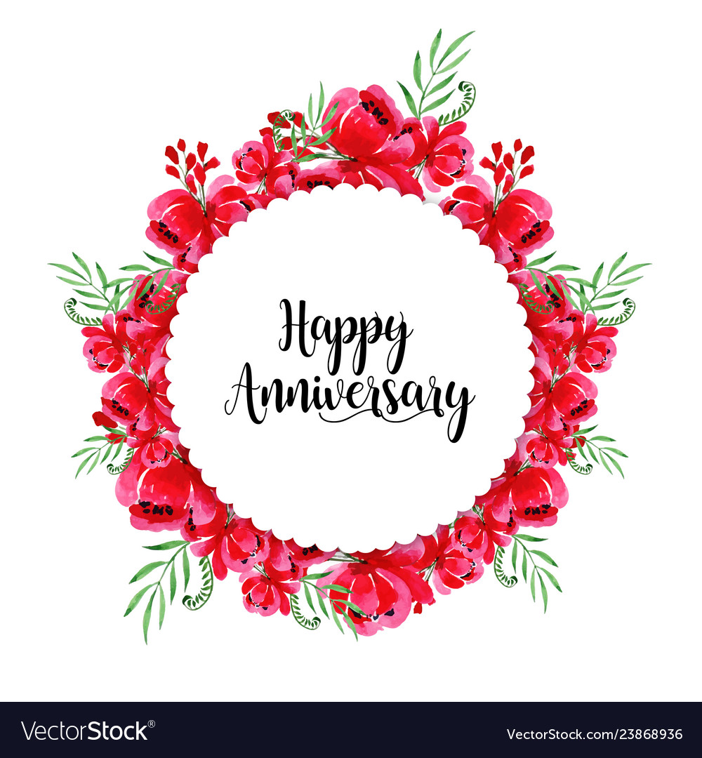 Watercolor floral wedding anniversary frame Vector Image