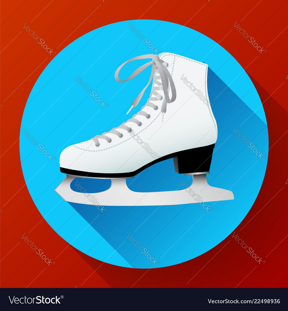 White classic ice skates icon on blue