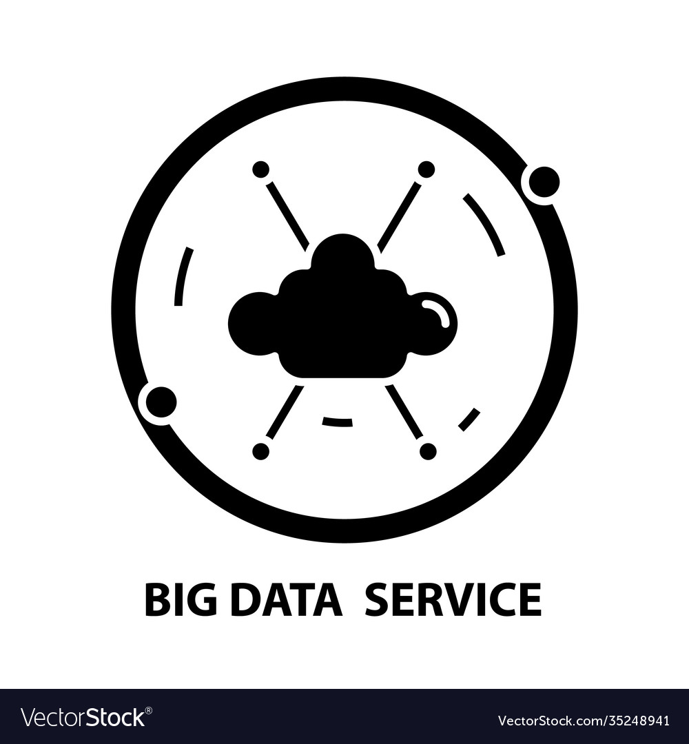 Big data service icon black sign Royalty Free Vector Image