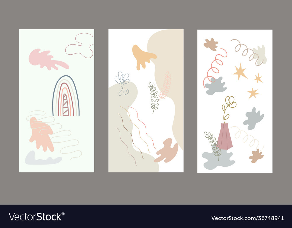 Boho abstract background templates set shapes