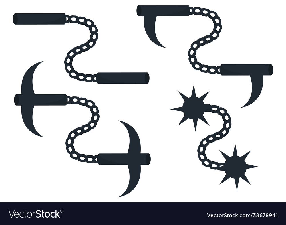 Collection sharp weapons with chains Vector Image Collection sharp weapons with chains