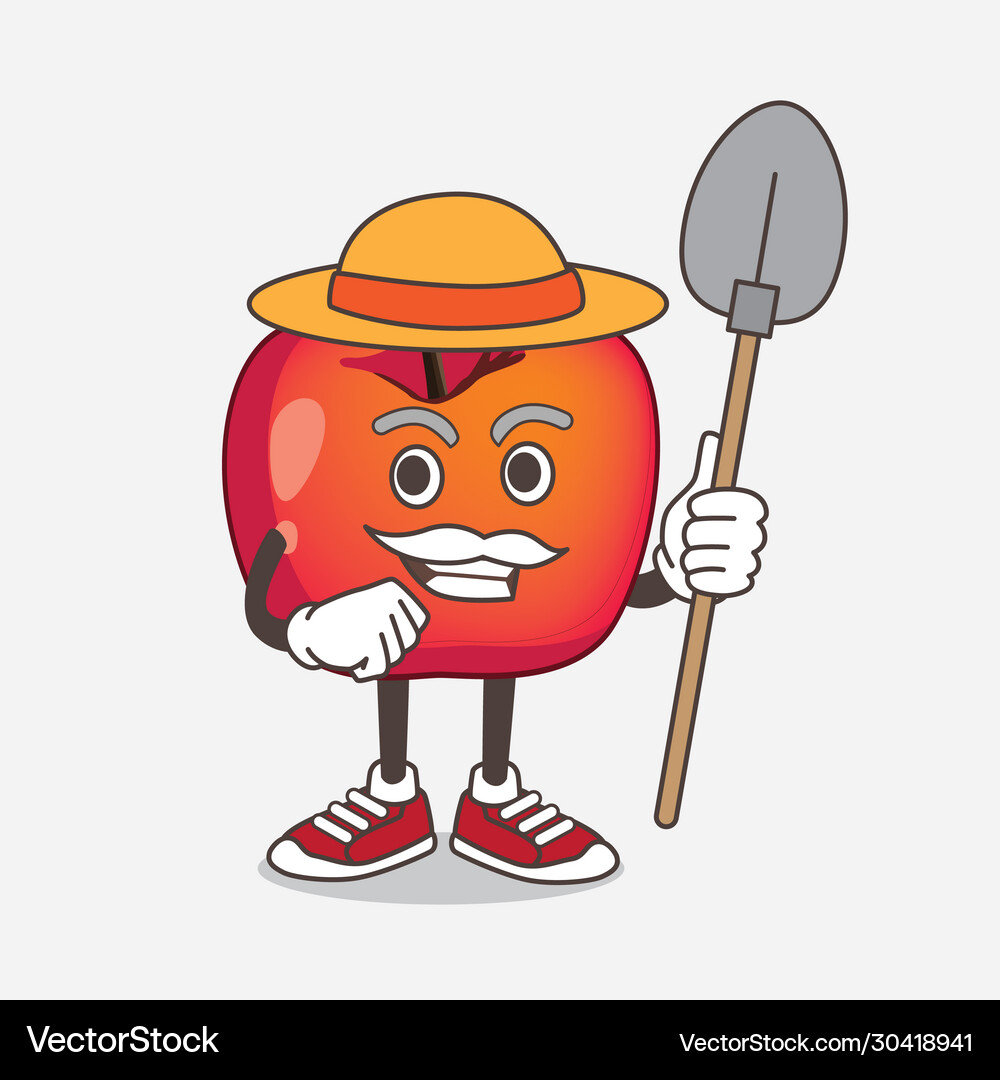 Crab apple cartoon mascot character with hat Vector Image