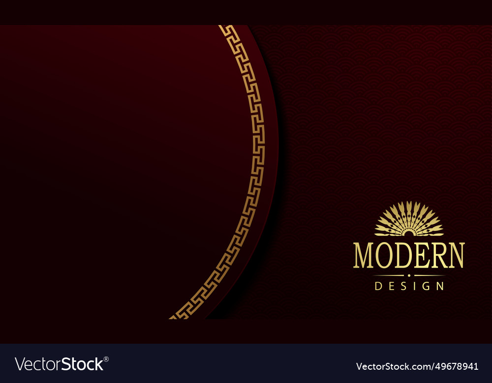 Dark red texture background round frame with gold
