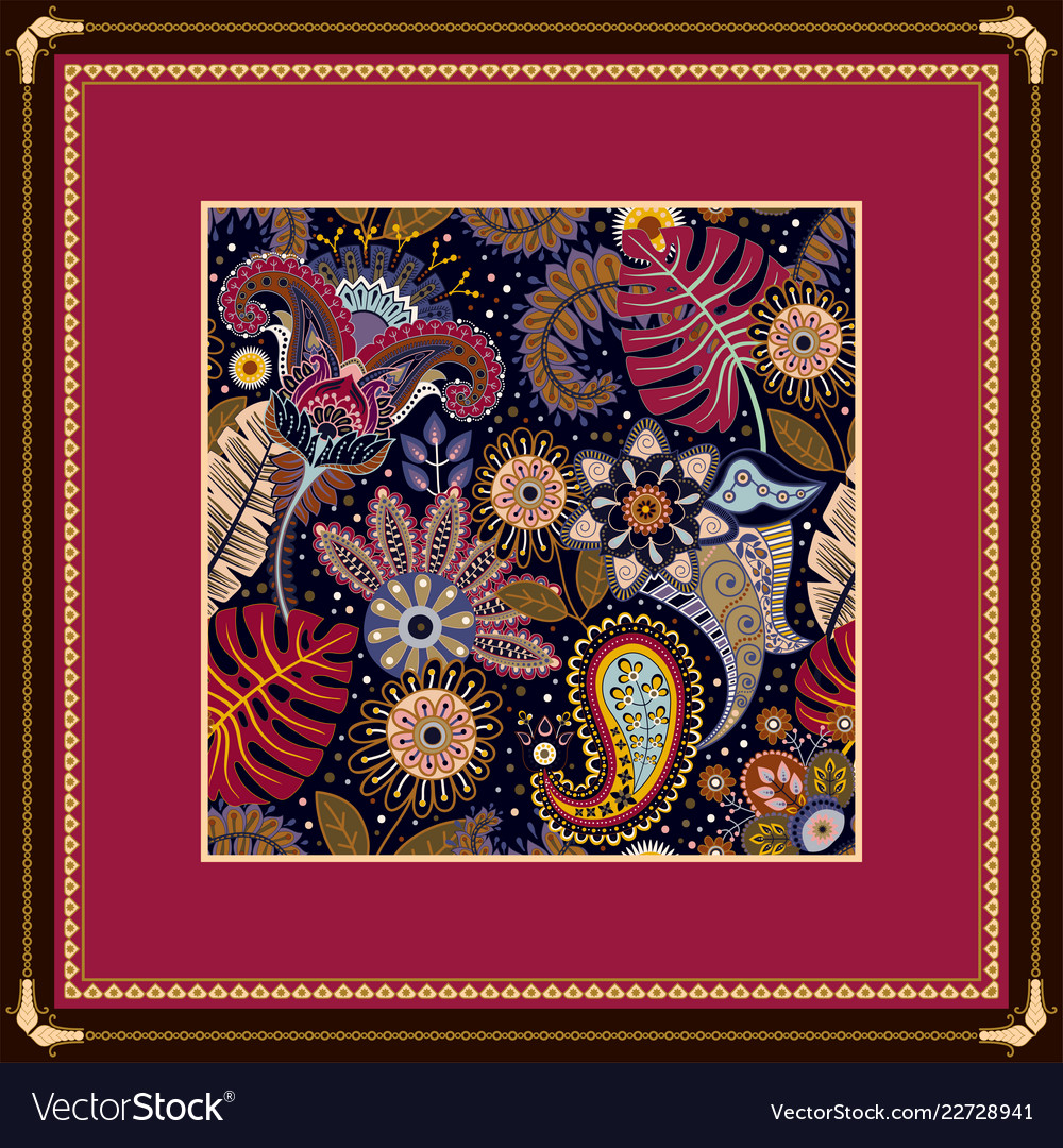 Decorative frame with pattern color print vector image Decorative frame with pattern color print