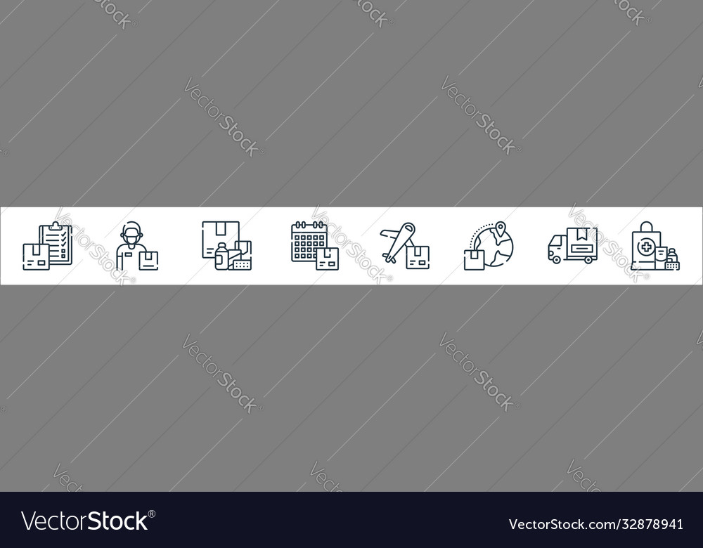 Delivery line icons linear set quality vector image Delivery line icons linear set quality