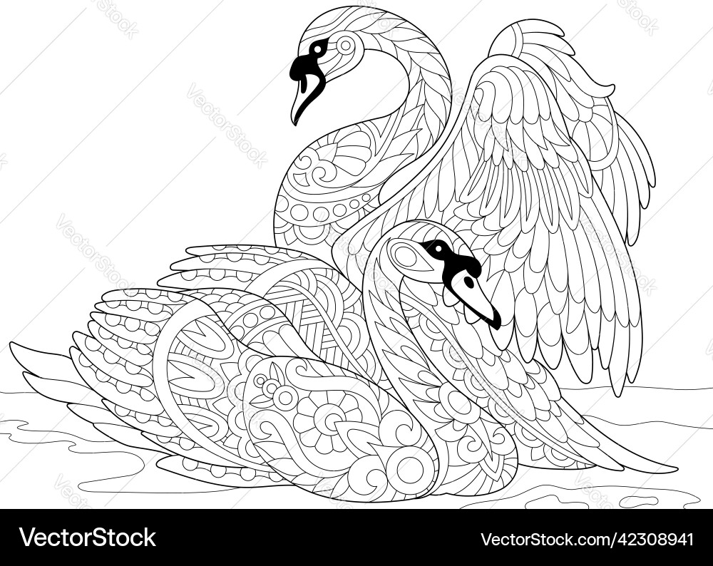 Entangle stylized two swans Royalty Free Vector Image
