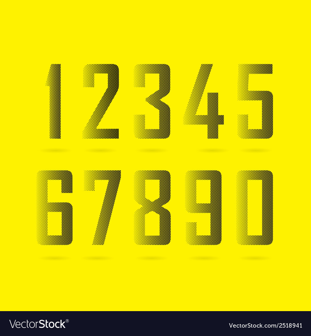Halftone number alphabet font style