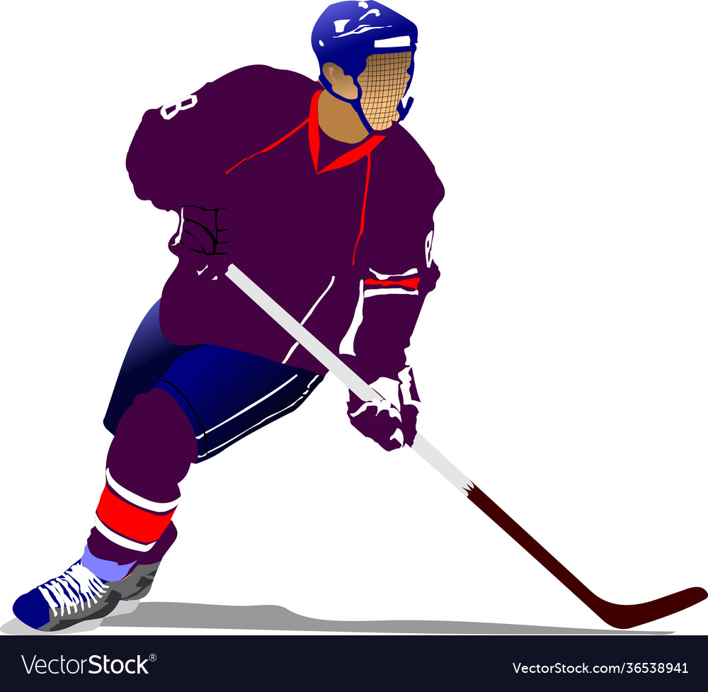 Ice hockey player colored 3d for designers Vector Image