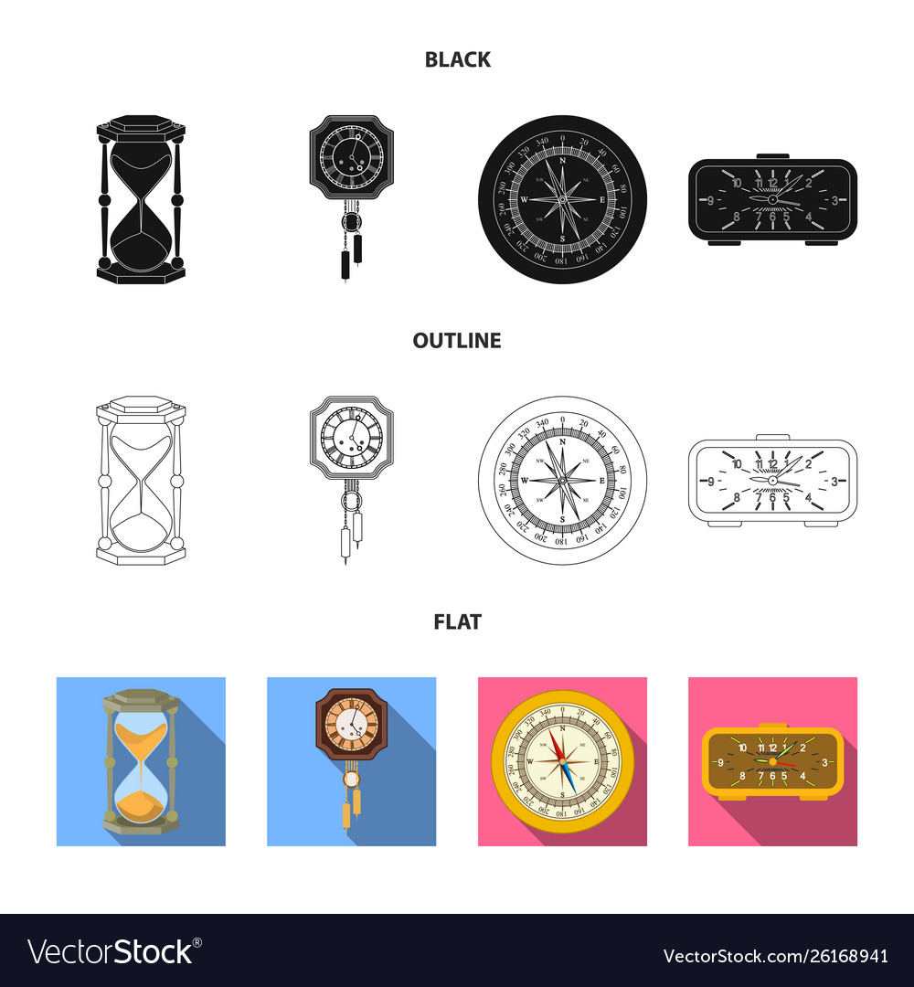 Isolated object clock and time icon collection vector image Isolated object clock and time icon collection
