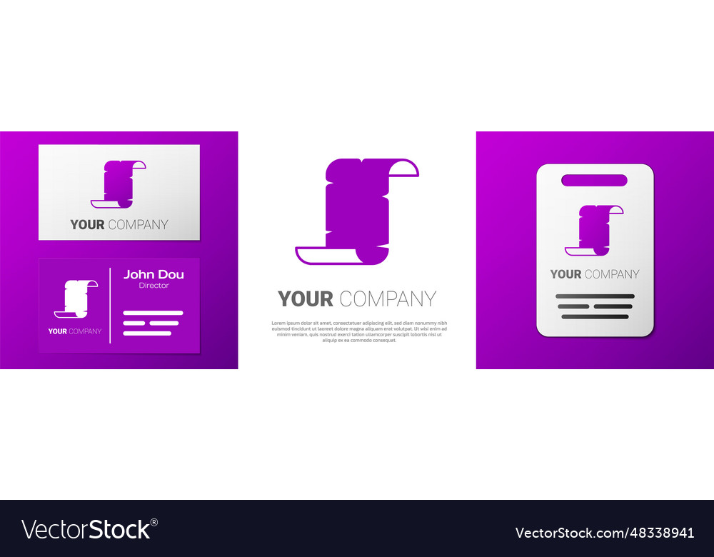 Logotype ancient papyrus scroll icon isolated