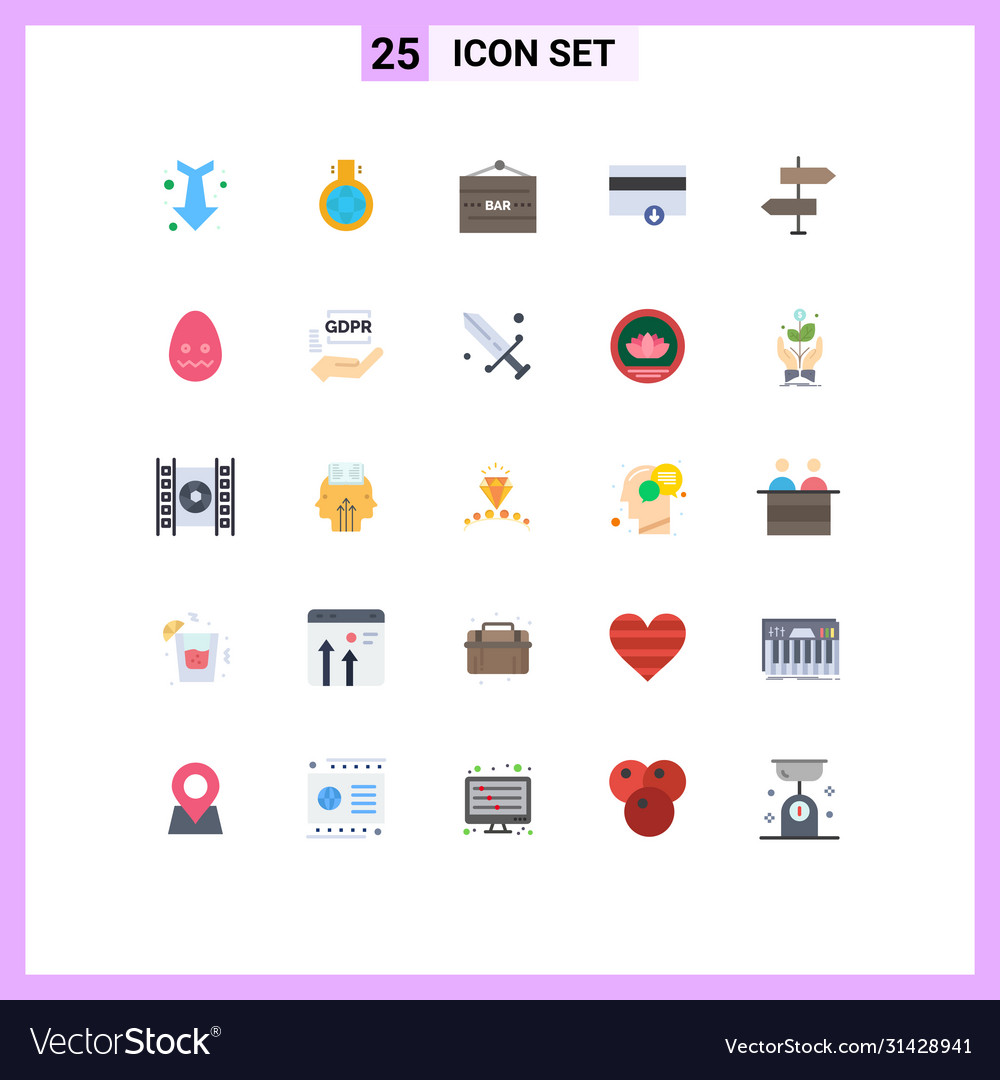 Mobile interface flat color set 25 pictograms