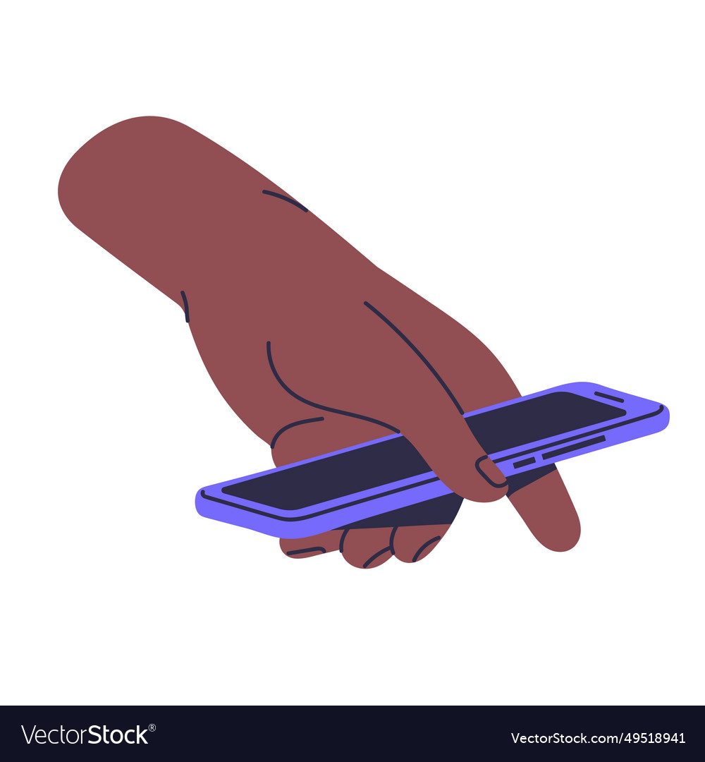 People hold carrying turned off smartphone