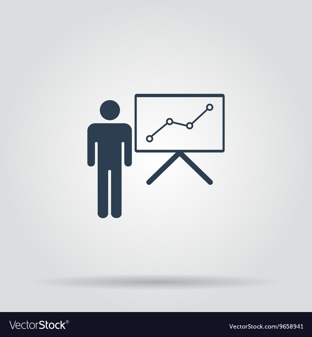 Presentation sign icon man standing with pointer