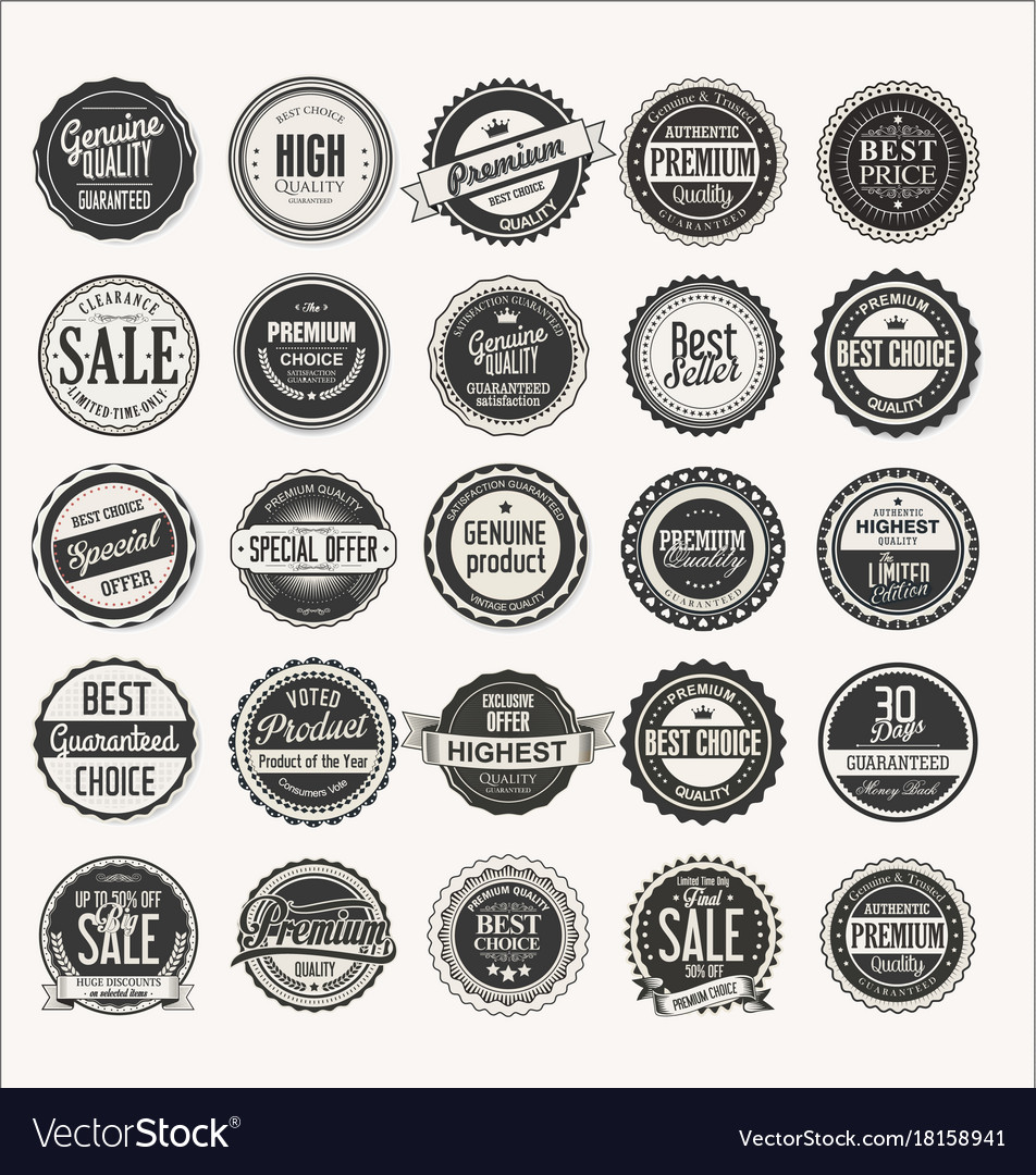 Retro labels and badges collection Royalty Free Vector Image